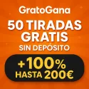 50 Tiradas Gratis sin Depósito en GratoGana + Bono del 100% hasta 200€